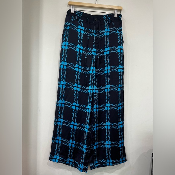 Marni X Uniqlo Drape Relaxed Wide Straight Pants Black Blue S - Picture 7 of 12